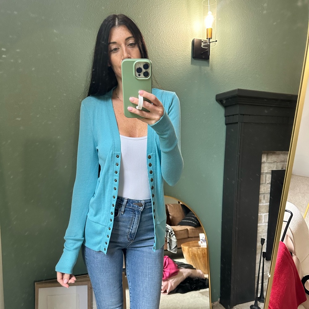 Blue cardigan